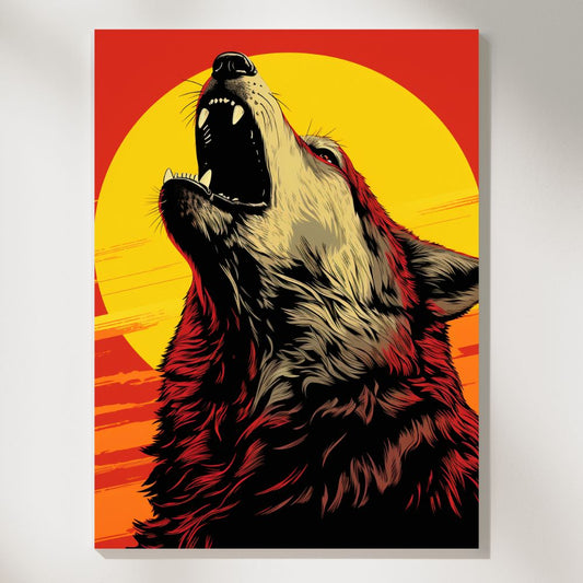 Pop Howl: Stylized Wolf Echo Wall Art