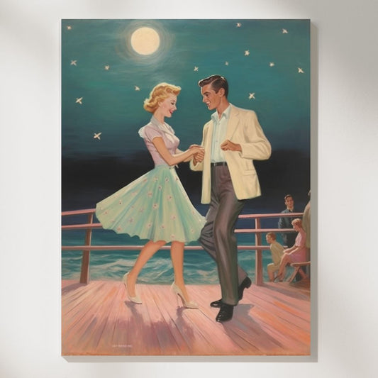 Moonlit Serenade 1950s Rock 'n Roll Romance Wall Art