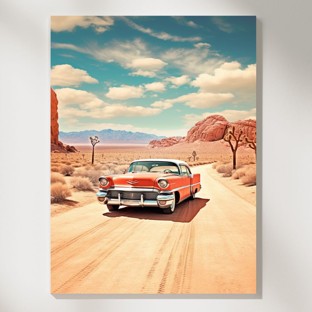 Desert Drive Vintage Cadillac on Route 66 Wall Art