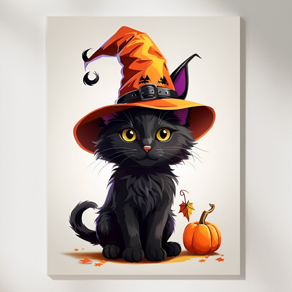 Whimsical Halloween Cat - Paint by Numbers