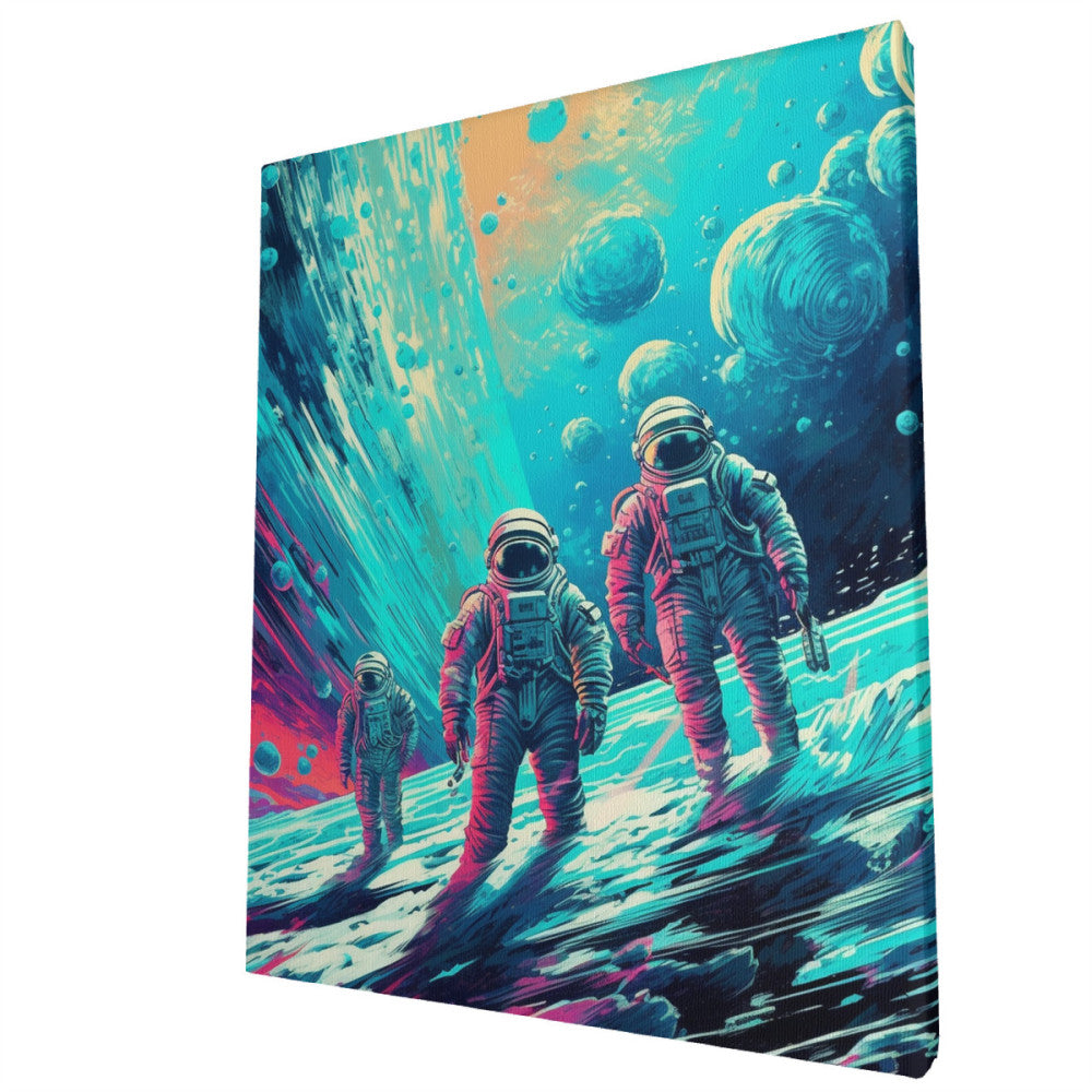 Cosmic Fusion: Retro-Futuristic Space Exploration Wall Art