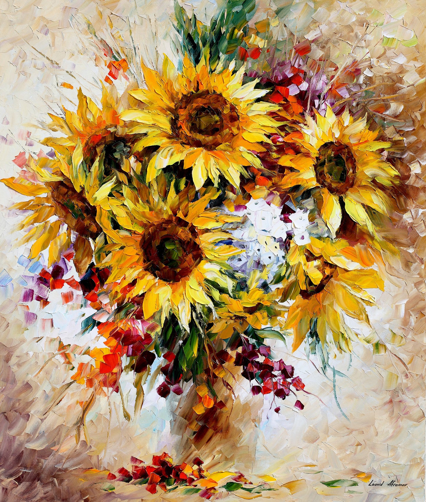 HAPPY SUNFLOWERS - Afremov - Paint By Numbers Kit