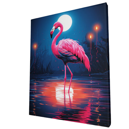 Neon Oasis 80s Flamingo Vibes Wall Art