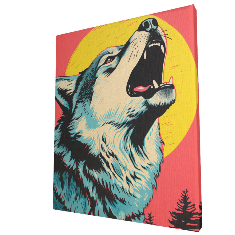 Howl in Pop Stylized Wolf Print  Wall Art