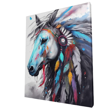 Indian Horse with Feathers - Paint by Numbers