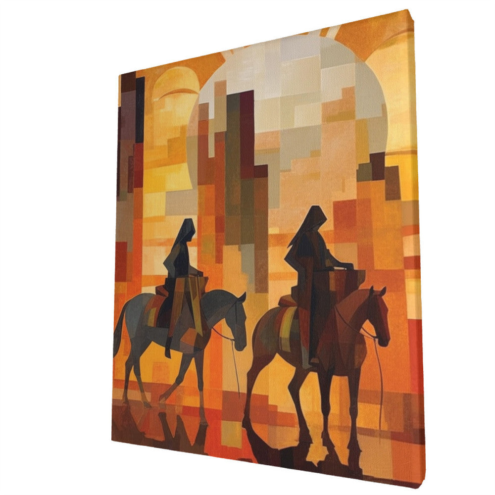 Desert Symphony Cowboys in Cubist Hues Wall Art