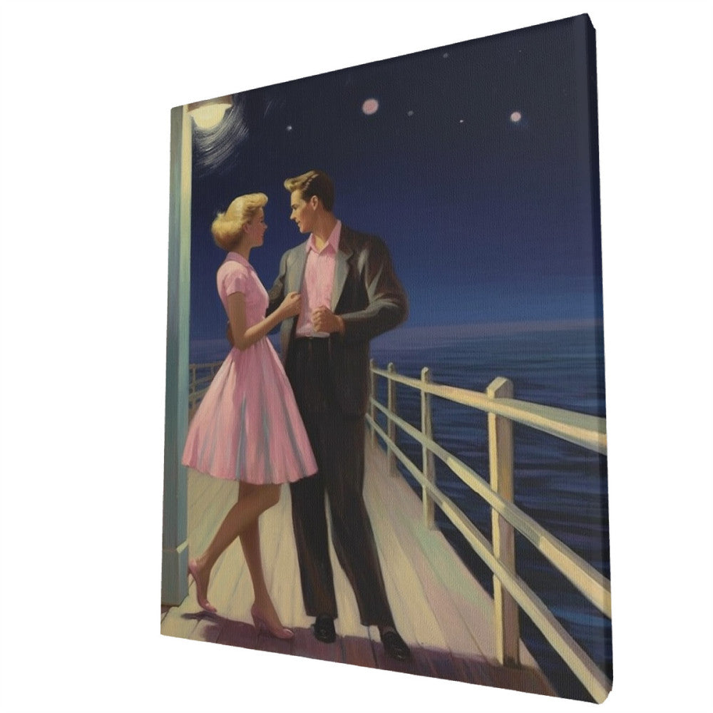 Rock 'n Roll Rendezvous Moonlit Seaside Wall Art