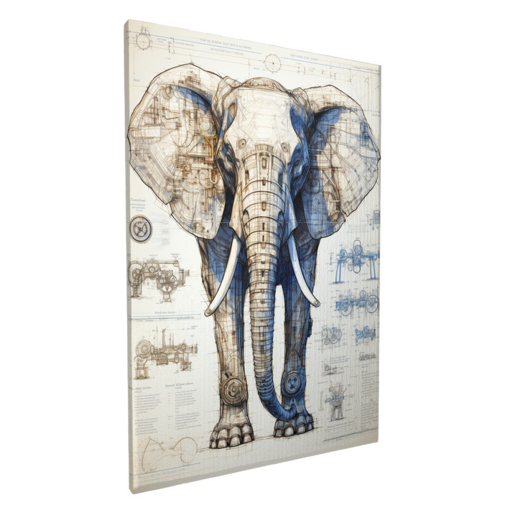 Majestic Marvel Elephant Blueprint Wall Art