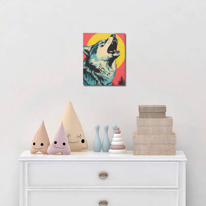 Howl in Pop Stylized Wolf Print  Wall Art