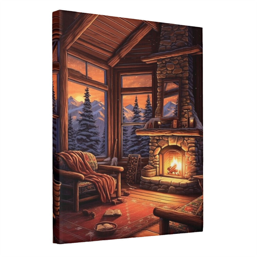 Alpine Retreat Retro Ski LodgeWall Art