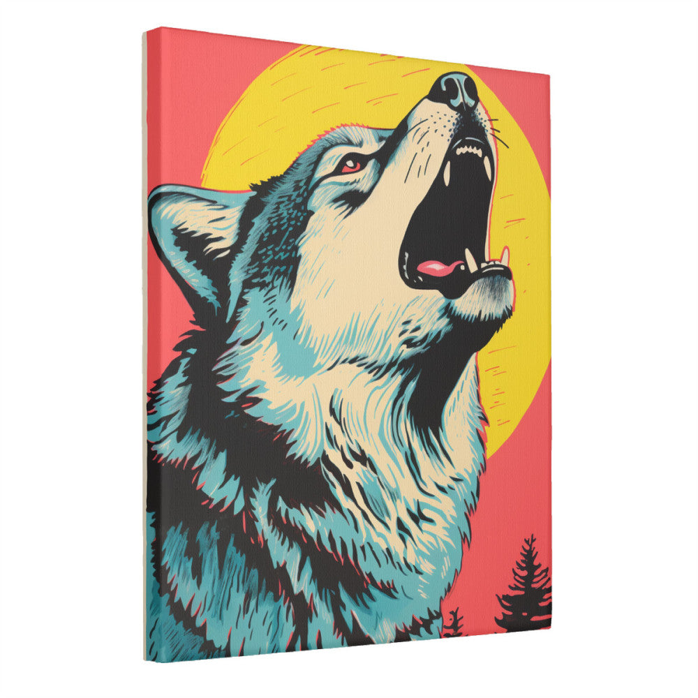 Howl in Pop Stylized Wolf Print  Wall Art