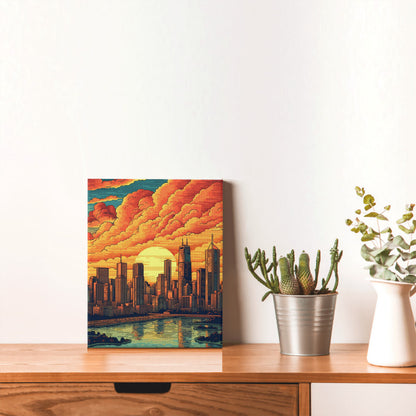 Mid-Century Skylines Vintage Cityscape Glow Wall Art