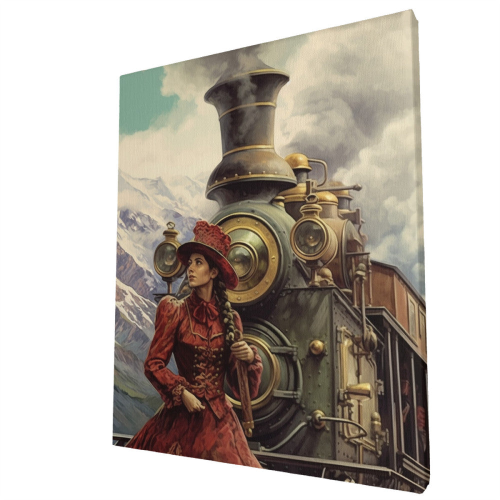 Vintage Rails Elegance Among Majestic Peaks Wall Art