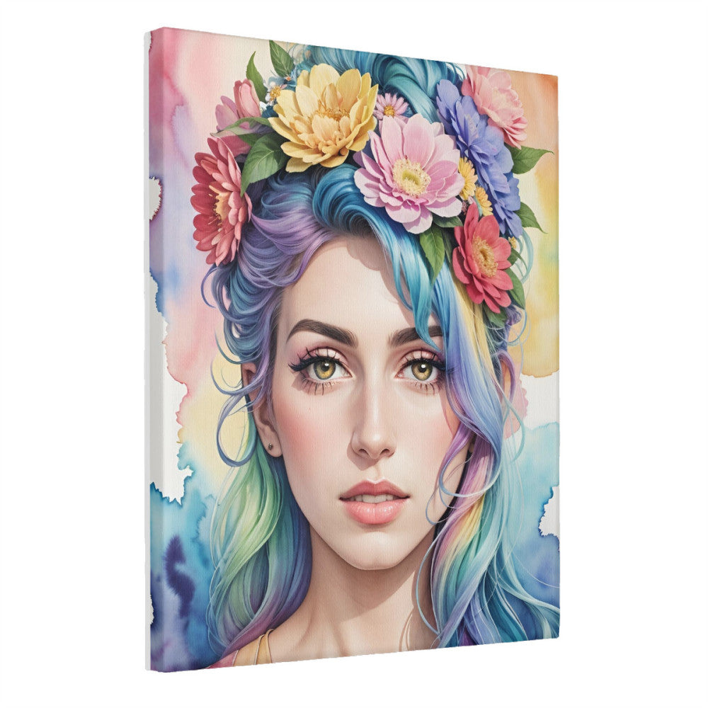 Abstract Beauty with Flower Crown Painting