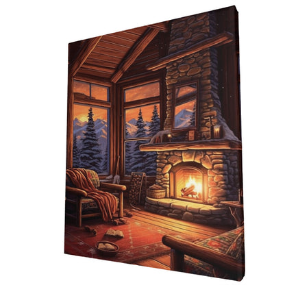 Alpine Retreat Retro Ski LodgeWall Art