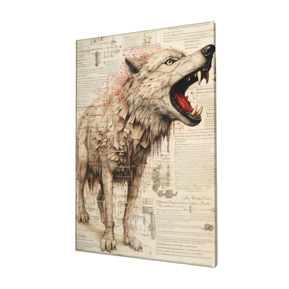 Howling Canid Anatomy Detailed Wolf Schematic Wall Art