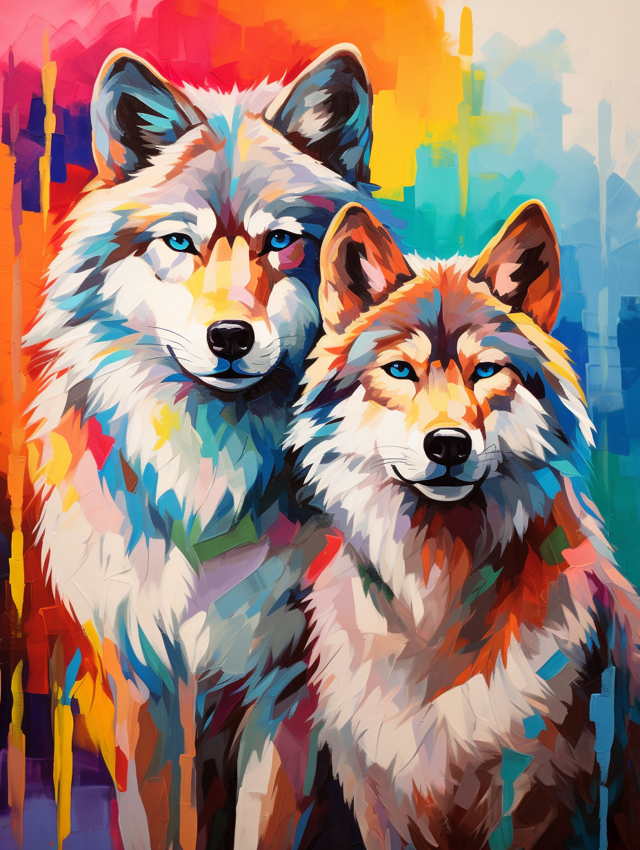 Twin Wolves  - Paint by Numbers