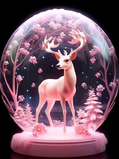 Enchanted Pink Deer - Diamond Painting Kit