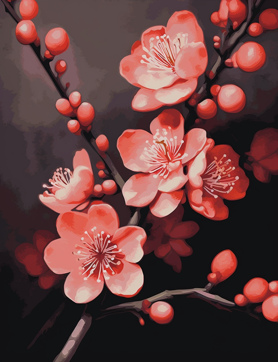 Plum Flower Beauty - Paint by Numbers