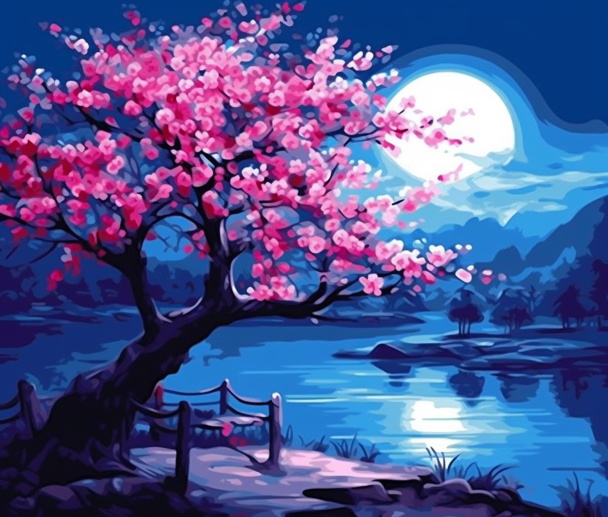 Cherry Blossom Serenity - Paint by Numbers