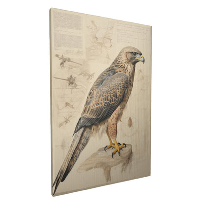 Falcon Flight Detailed Blueprint in Arabic Miniature Style Wall Art