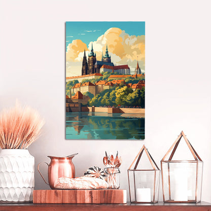 Art Deco Prague Vintage Cityscape Wall Art