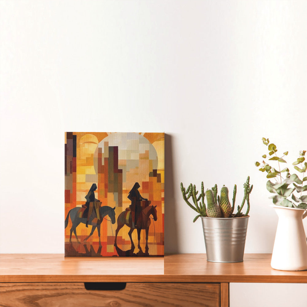 Desert Symphony Cowboys in Cubist Hues Wall Art