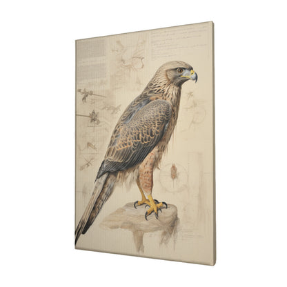 Falcon Flight Detailed Blueprint in Arabic Miniature Style Wall Art