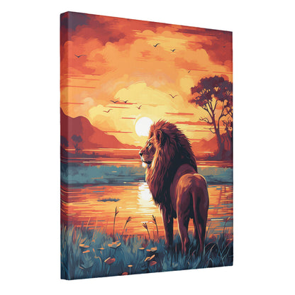 Safari Serenity Vintage Lion Encounter Wall Art