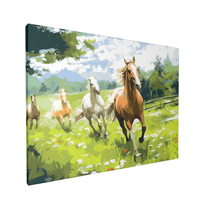 Running Horses in Pastoral Elegance - Paint by Numbers