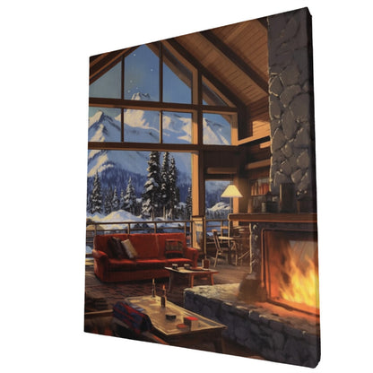 Mountain Retreat Retro Ski Lodge Wall Art