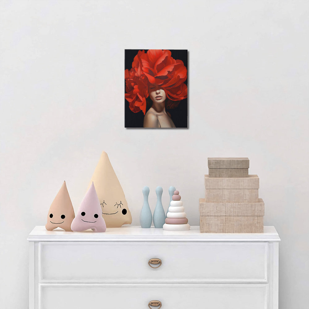 Red Head Flower Portrait - Paint by Numbers