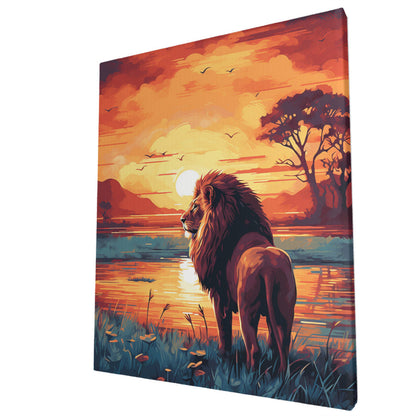 Safari Serenity Vintage Lion Encounter Wall Art