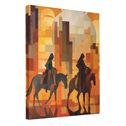 Desert Symphony Cowboys in Cubist Hues Wall Art