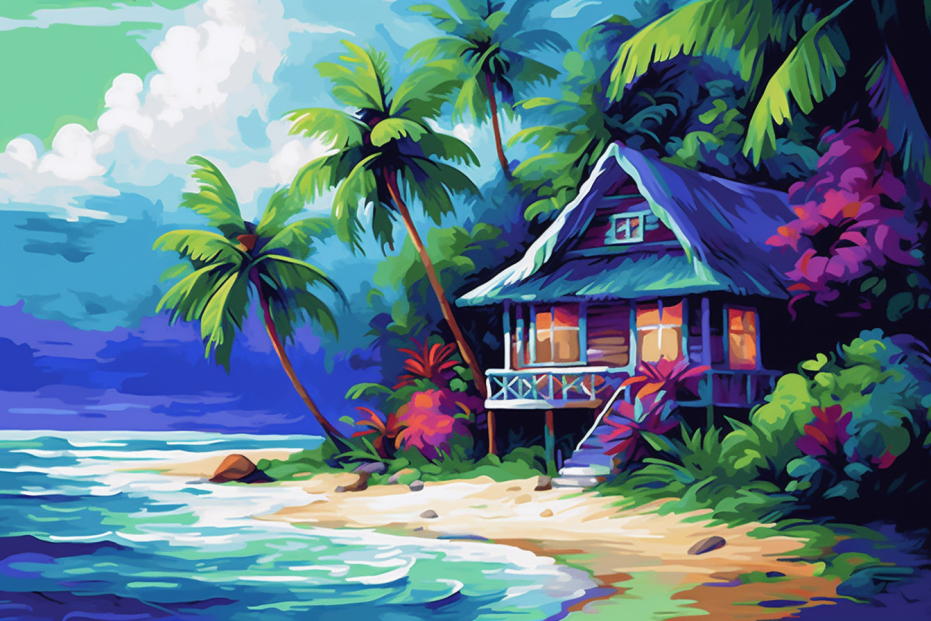 Tropical House Oasis - Paint by Numbers