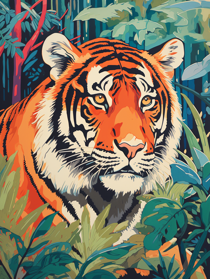 Cubist Jungle Stalker Intricate Tiger Wall Art