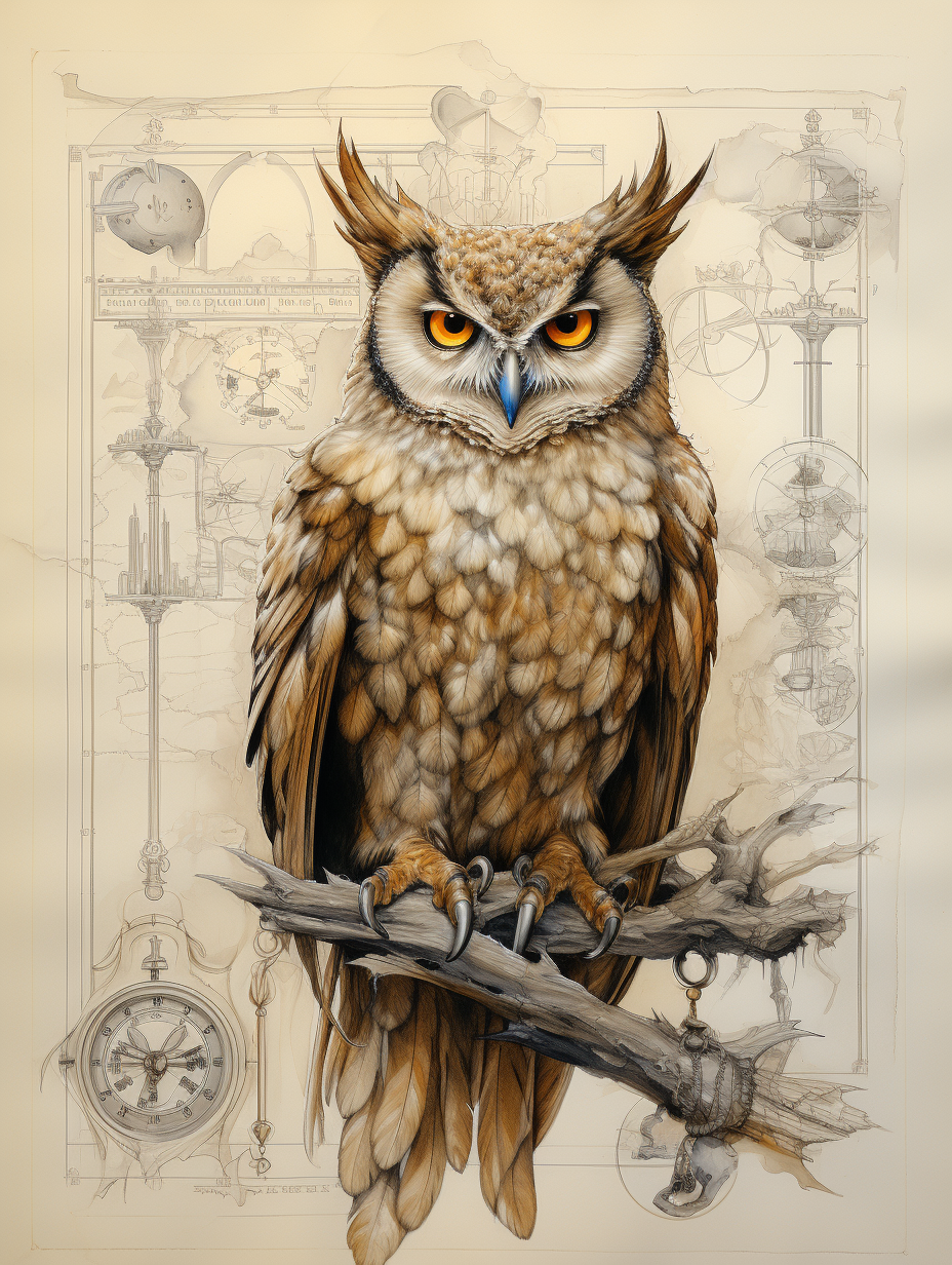 Durer's Owl Vintage Sketch on Parchment Wall Art