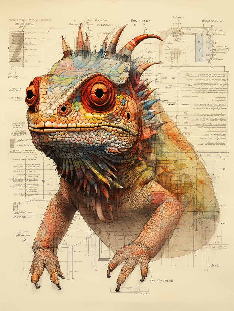 Chameleon Chromatics Detailed Schematic in French Wall Art