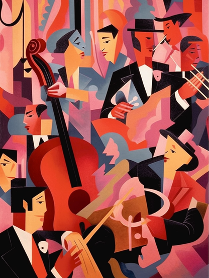 Swingin' Night Energetic Jazz Band in 1940s New York Wall Art