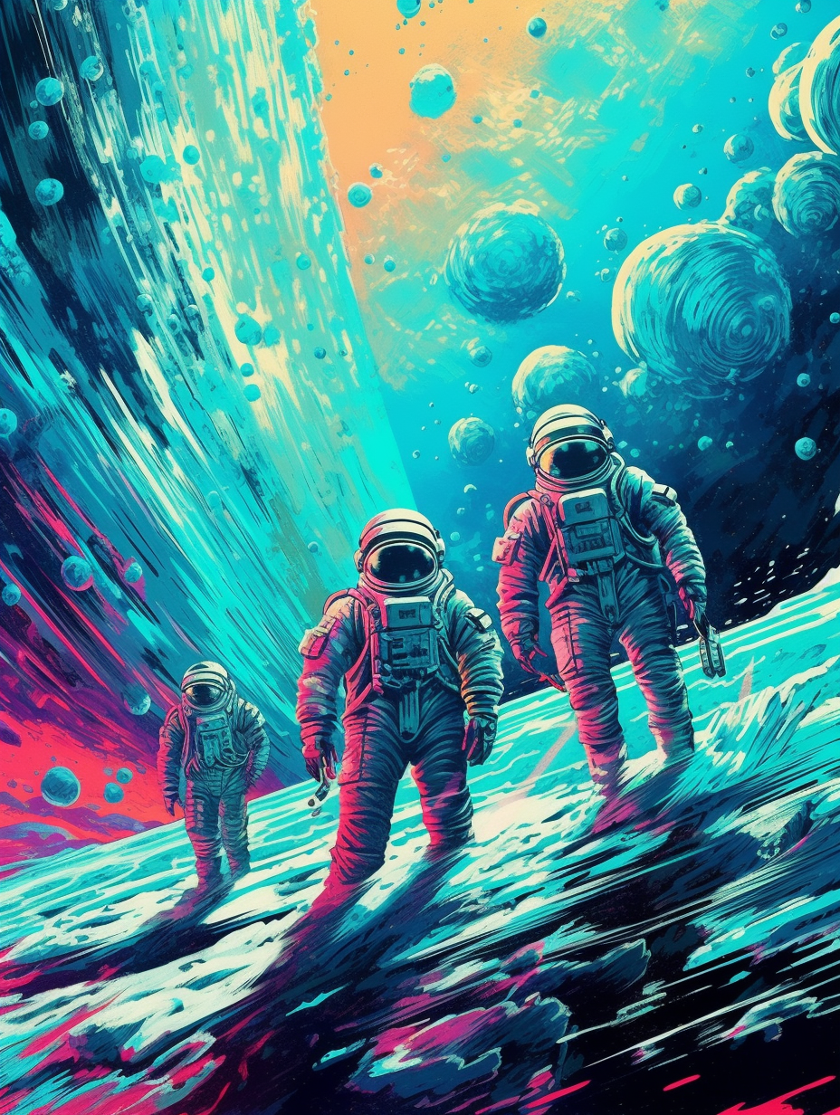 Cosmic Fusion Retro-Futuristic Space Exploration Wall Art