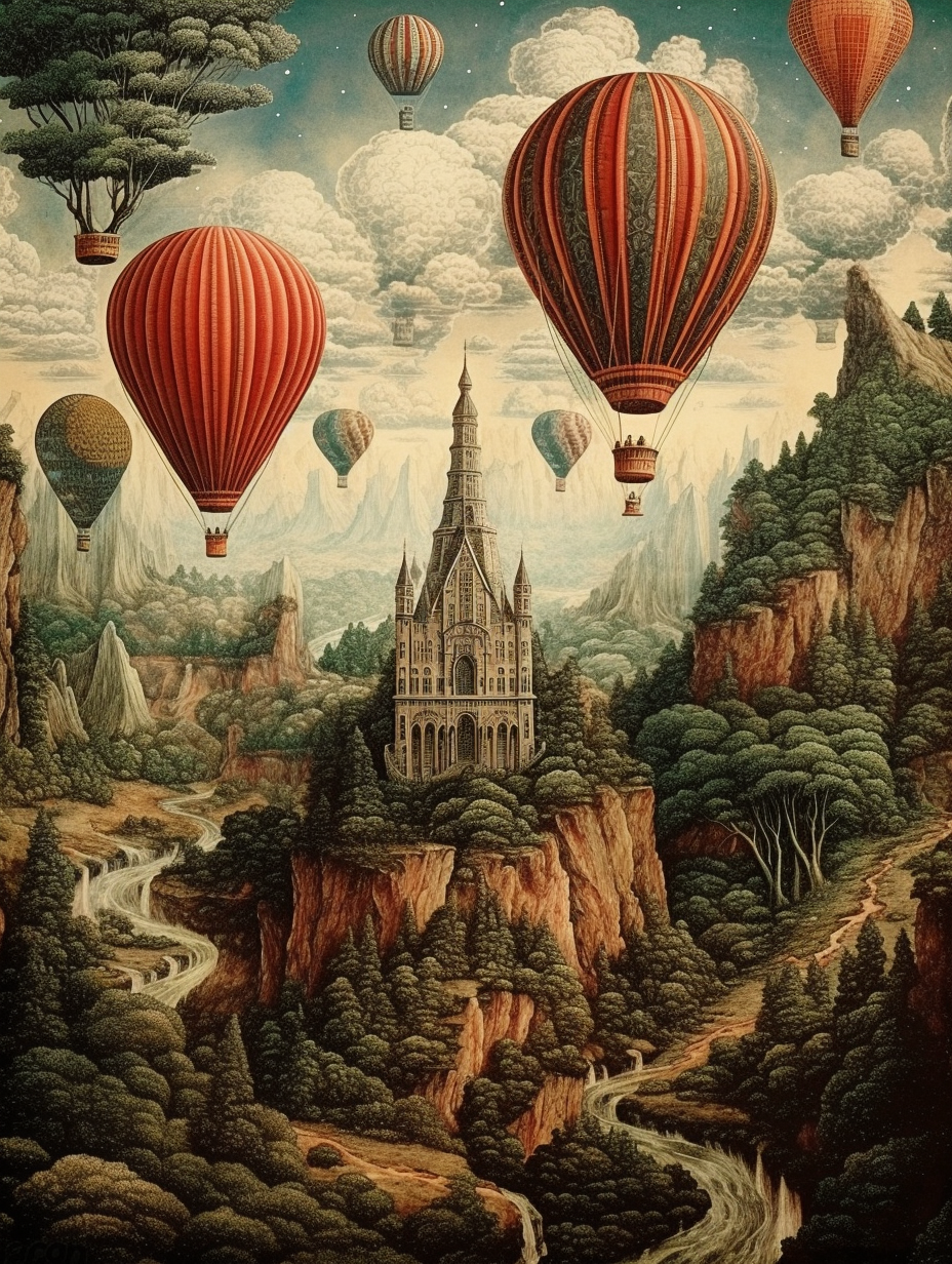 Aerial Tapestry Hot Air Balloon Dreams Wall Art