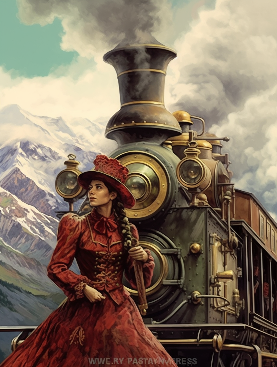 Vintage Rails Elegance Among Majestic Peaks Wall Art