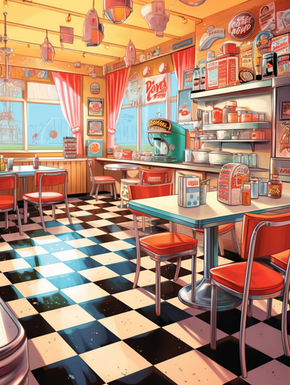 Comic Diner Delight Wall Art