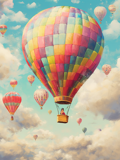 Skyward Splendor Vintage Balloon Festival Wall Art