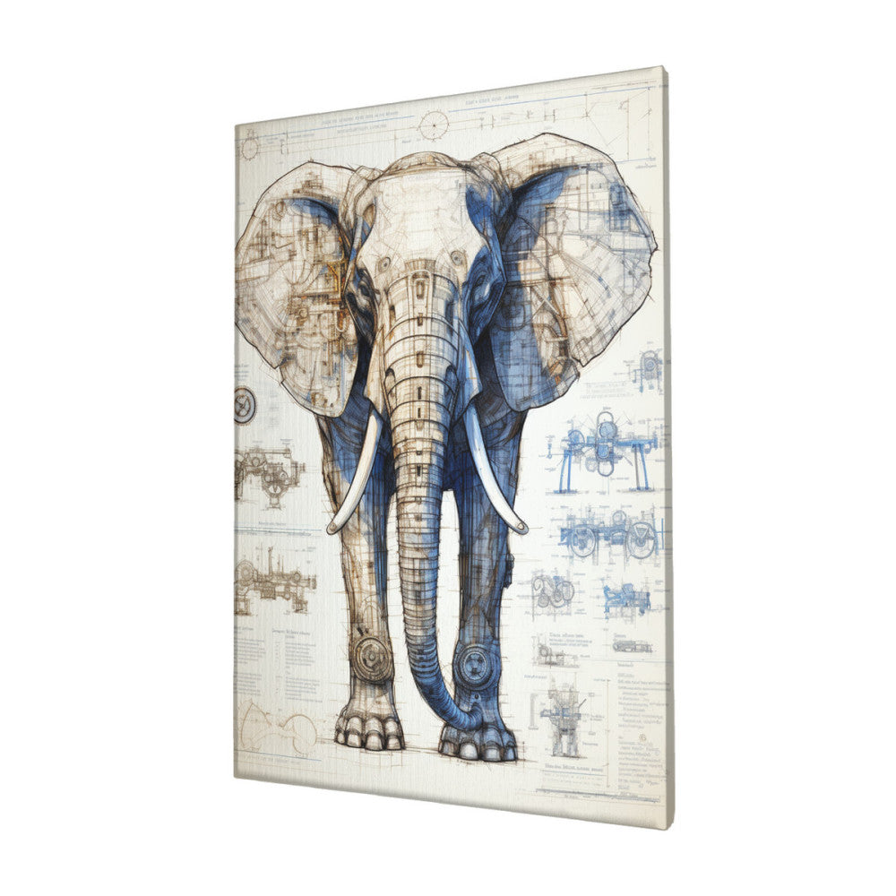 Majestic Marvel Elephant Blueprint Wall Art