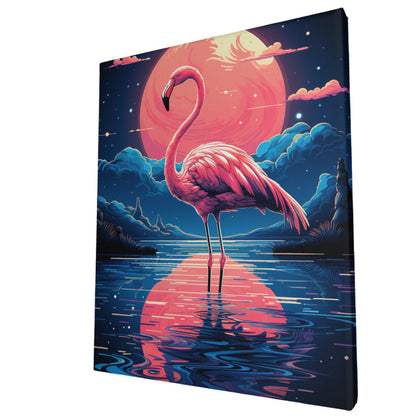 Neon Oasis 80s Flamingo Glow Wall Art