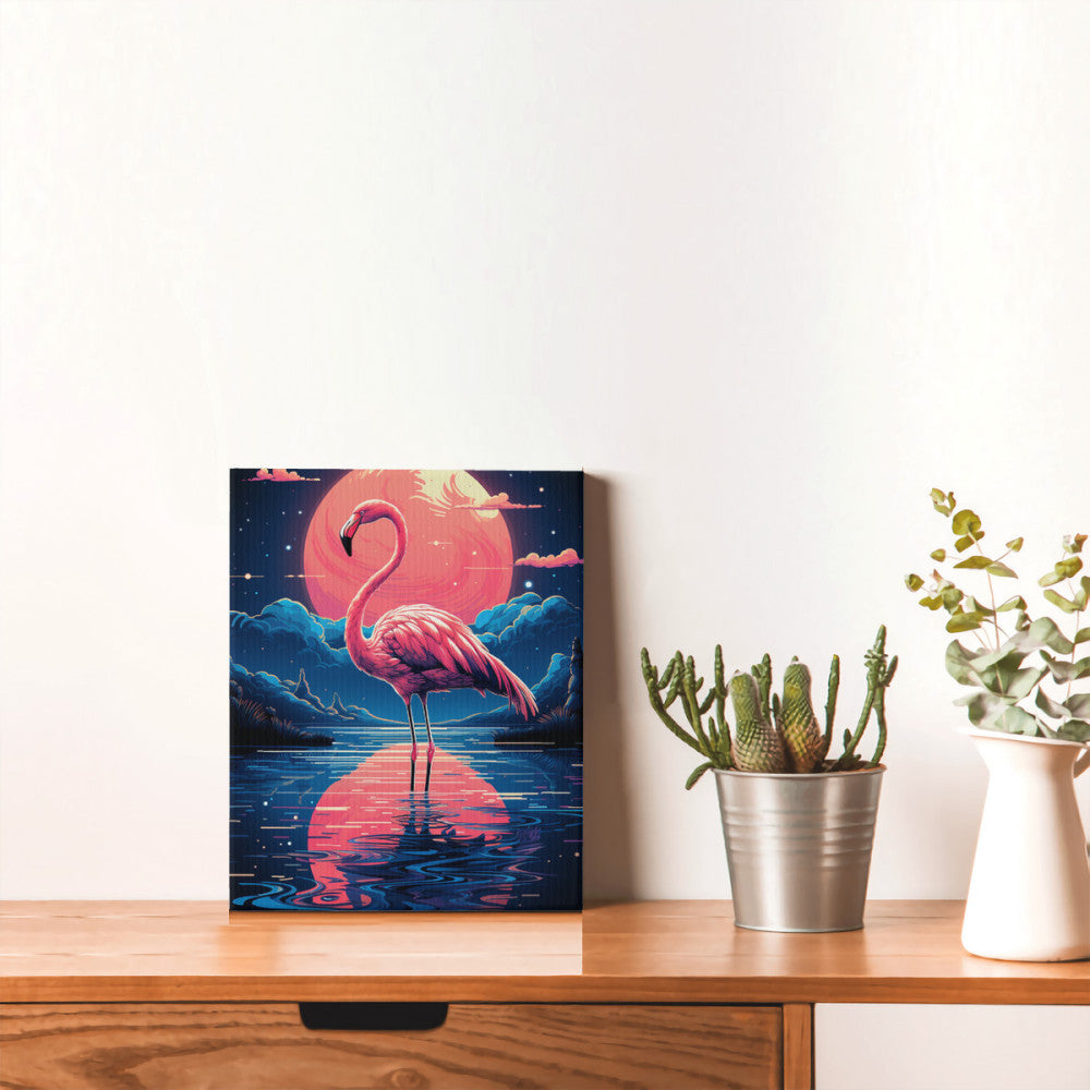 Neon Oasis 80s Flamingo Glow Wall Art