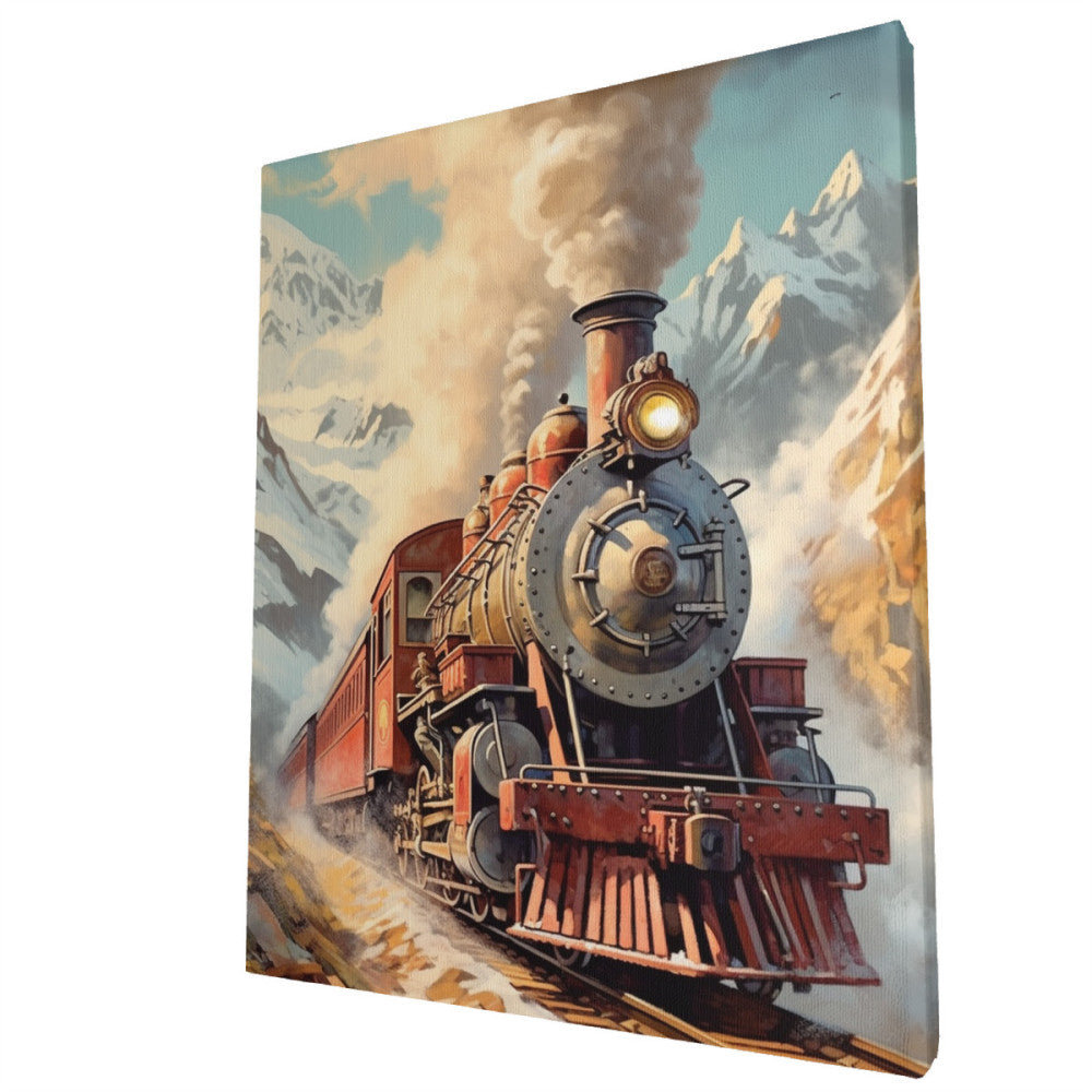 Steam Elegance Journey Through Majestic Mountains Wall Art