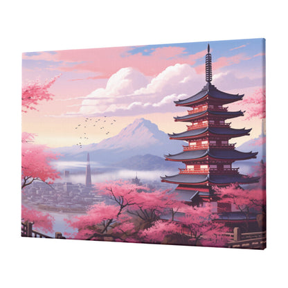 Cherry Blossom Pagoda - Paint by Numbers