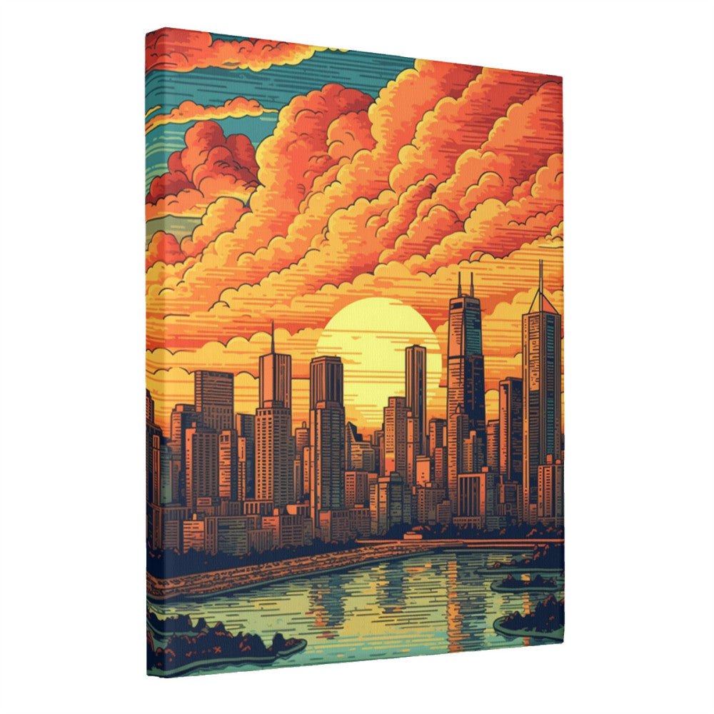 Mid-Century Skylines Vintage Cityscape Glow Wall Art